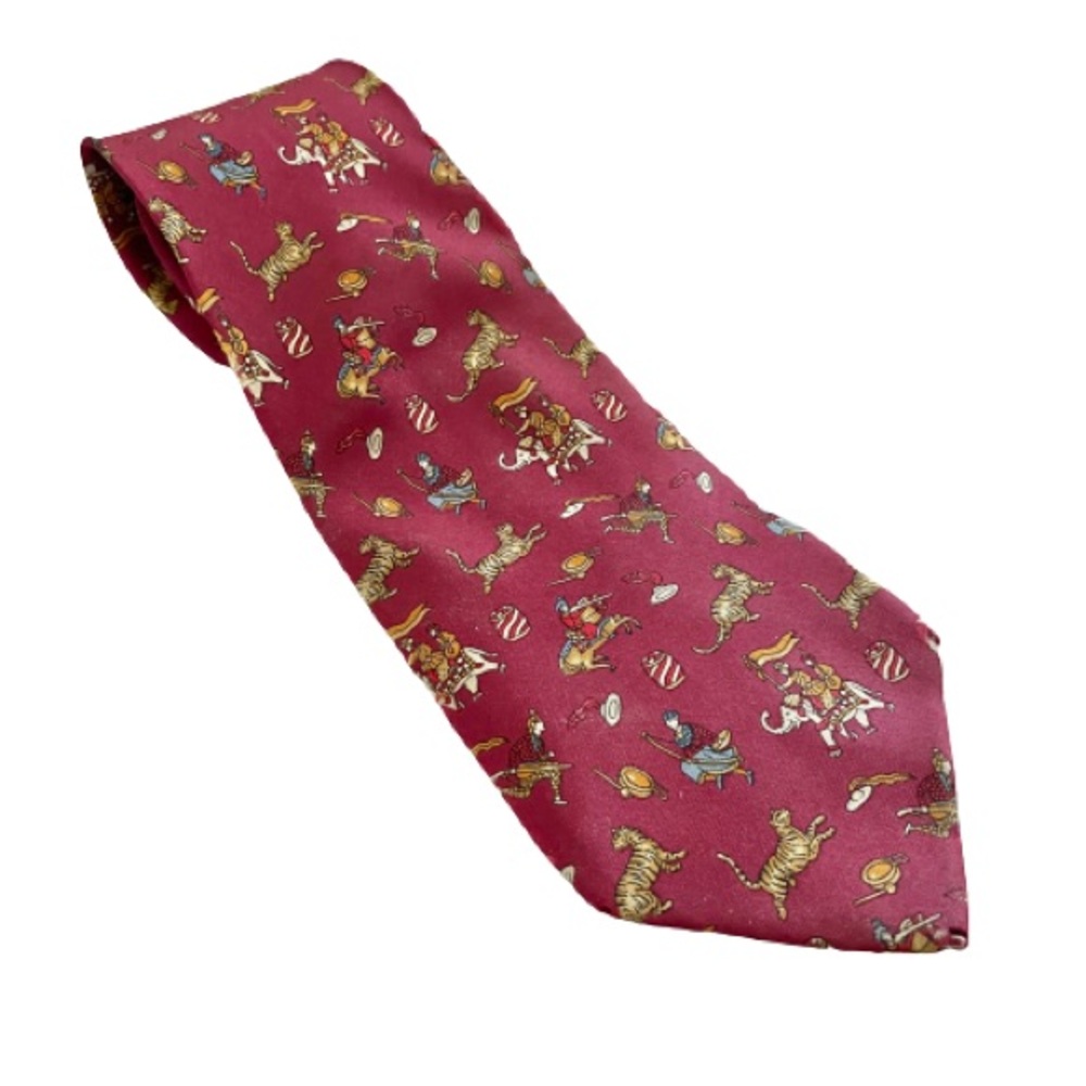 Salvatore Ferragamo Egypt Pharaoh Tiger Elephant Men’s Neck Tie